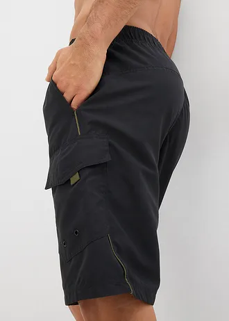 Short de bain avec poches latérales • noir/olive foncé • Boutique bonprix
