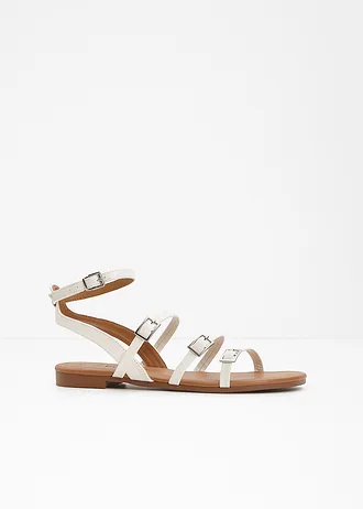 Páskové sandály, barva: krémově bílá