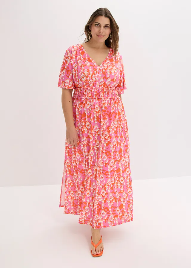 Robe longue, Couleur: rose vif imprimé