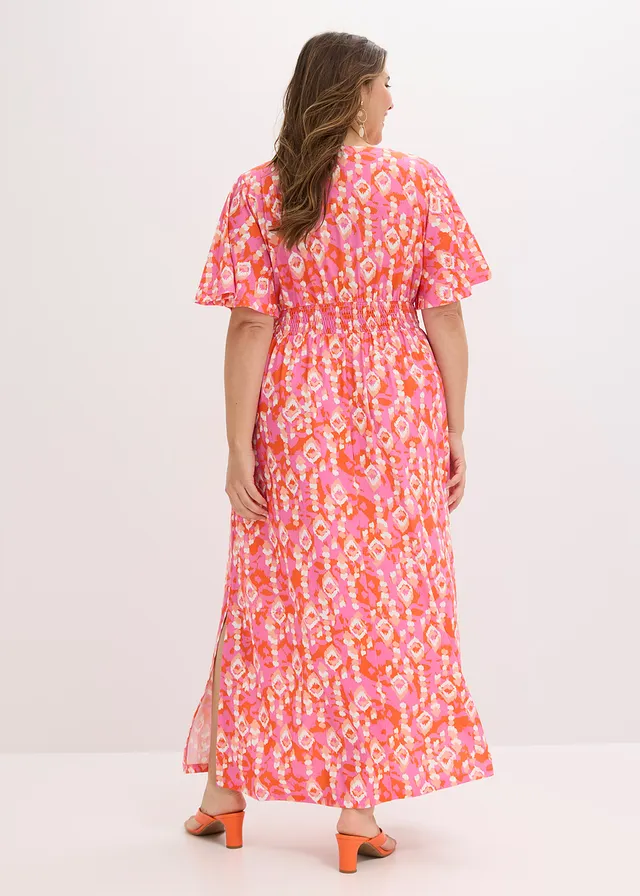 Robe longue, Couleur: rose vif imprimé