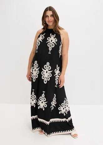 Robe douce en jersey viscose, Couleur: noir/crème imprimé