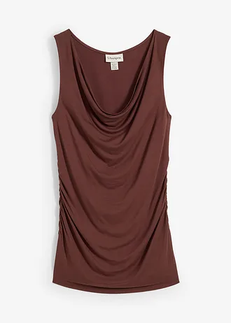 Top doux en viscose extensible, Couleur: marron