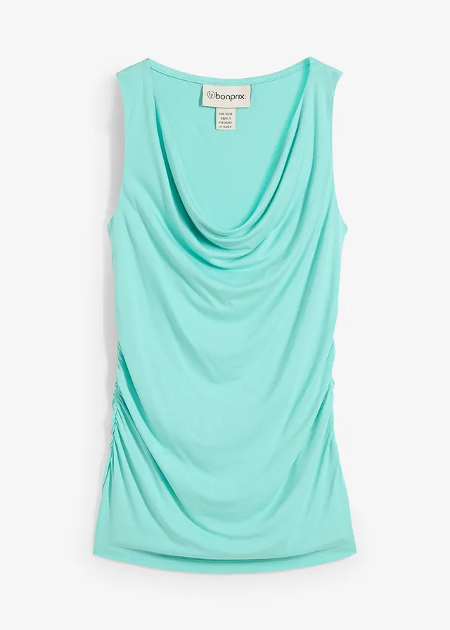 Top doux en viscose extensible, Couleur: bleu menthol