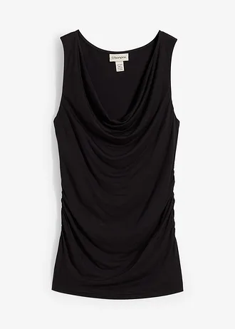 Top van zachte viscosemix, Kleur: zwart