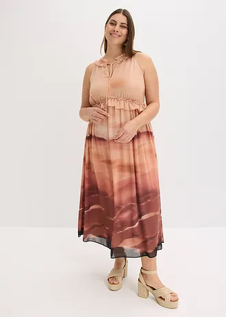 Chiffon jurk, Kleur: bruin