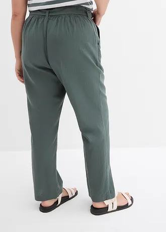 Pantalon léger à taille élastiquée, Couleur: vert eucalyptus
