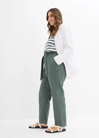 Pantalon léger à taille élastiquée, Couleur: vert eucalyptus