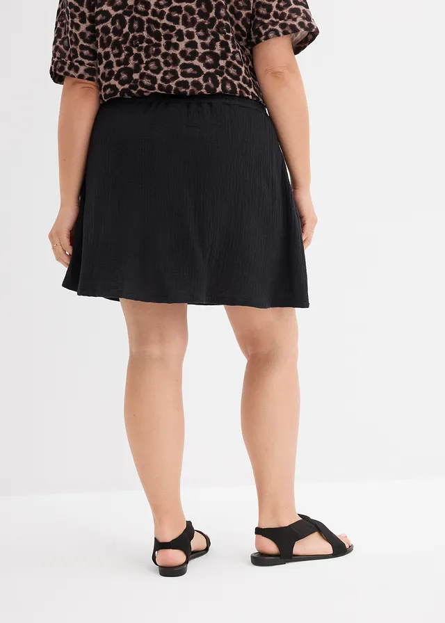Jupe-short en gaze de coton, Couleur: noir
