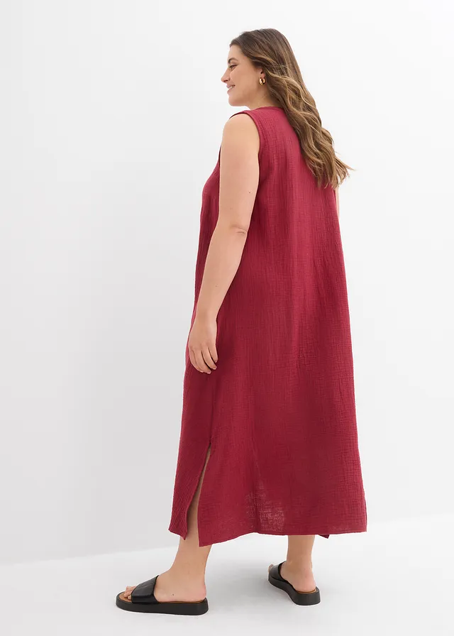 Jurk van mousseline, Kleur: pruimrood