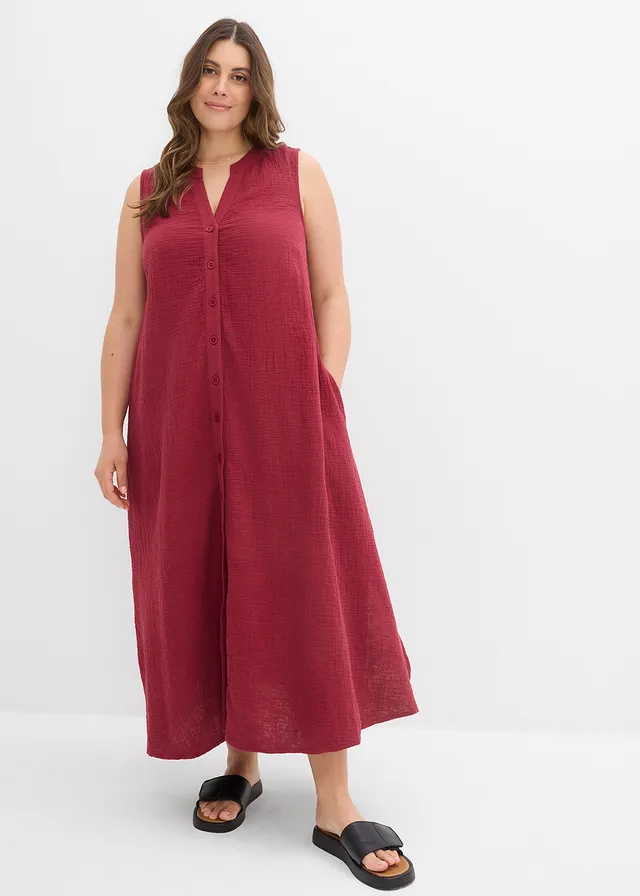 Jurk van mousseline, Kleur: pruimrood