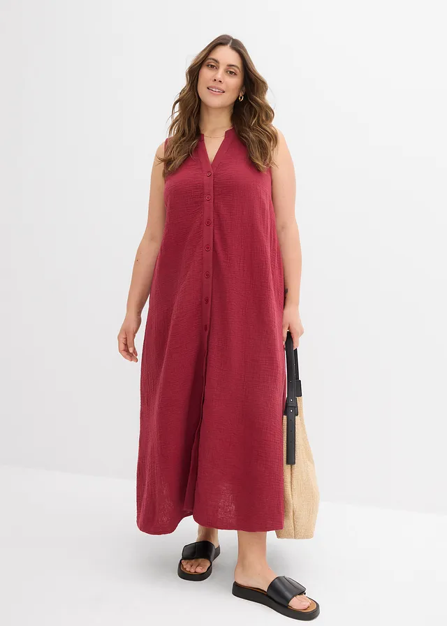 Robe blouse en gaze de coton, Couleur: rouge prune