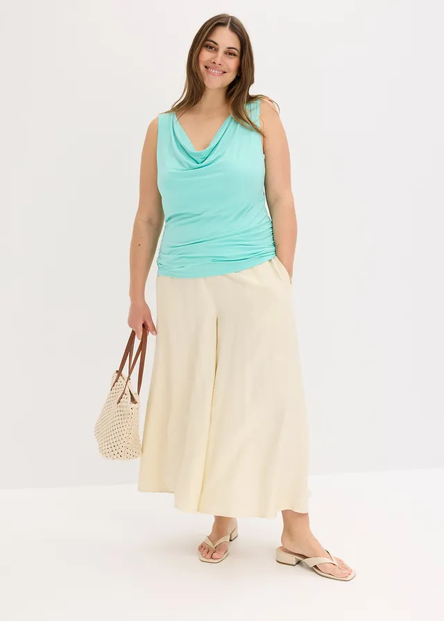 Top doux en viscose extensible, Couleur: bleu menthol