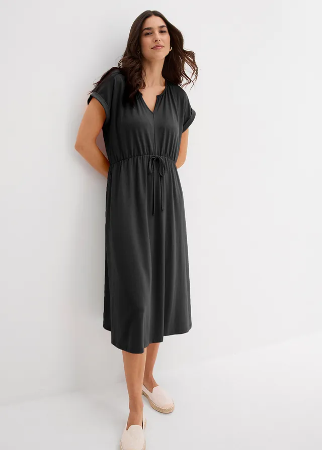 Jurk van een soepele viscosemix • zwart • product-page.page-title-suffix