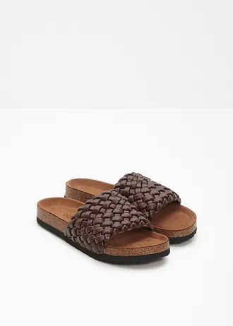 Slippers met vlechtwerk • donkerbruin • bonprix online shop