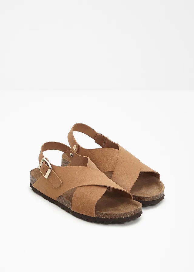 Sandales en cuir, Couleur: camel