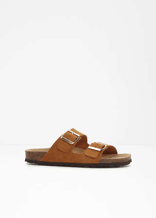 Mules en cuir velours, Couleur: camel