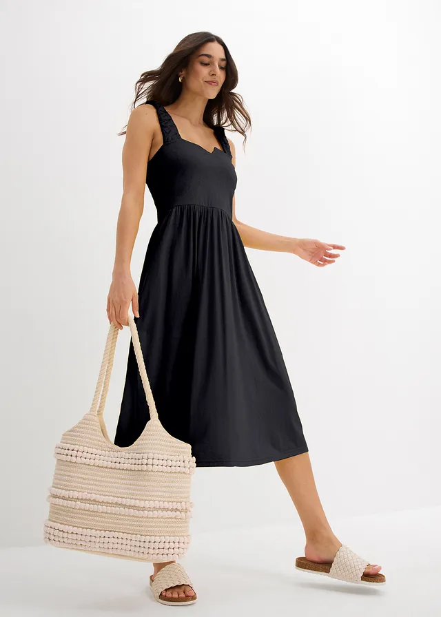 Robe légèrement évasée en jersey coton et viscose • noir • product-page.page-title-suffix