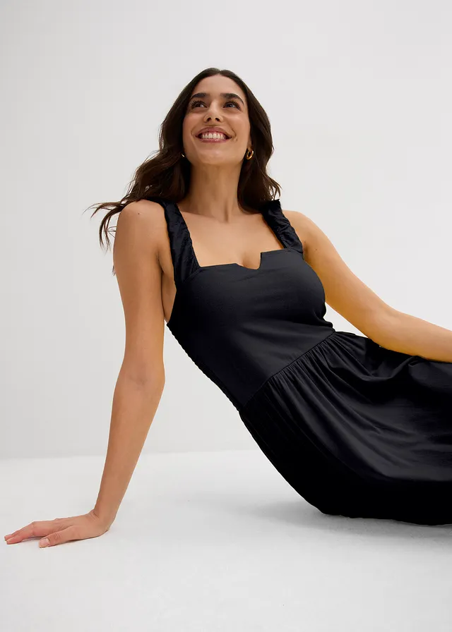 Robe légèrement évasée en jersey coton et viscose • noir • product-page.page-title-suffix