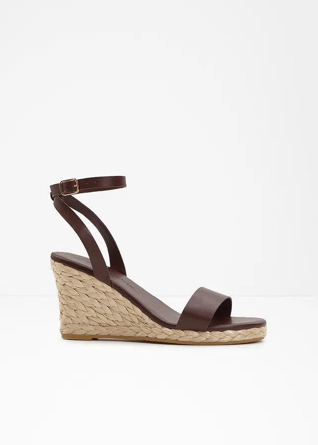 Sandaletten met sleehak, Kleur: terrabruin