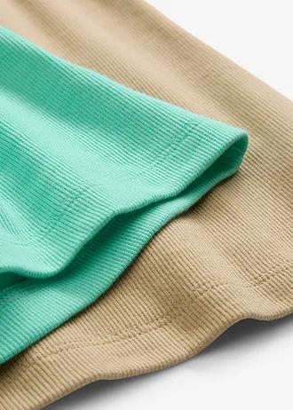 Prążkowany tank top z bawełną organiczną (2 szt.) • beżowy-niebieski mentolowy • sklep bonprix
