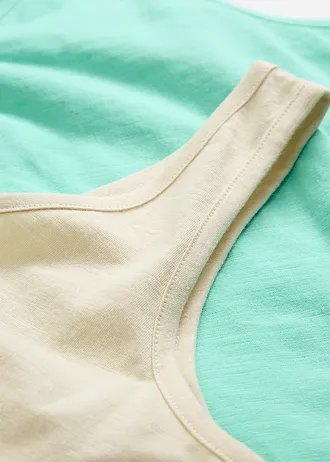 Tank top z czystej bawełny organicznej (2 szt.) • niebieski mentolowy+kremowy • sklep bonprix