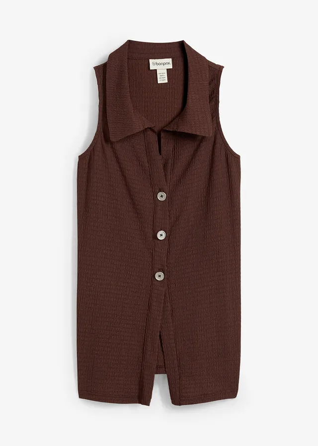 Top ze strukturovaného krepu • hnědá terakota • bonprix obchod