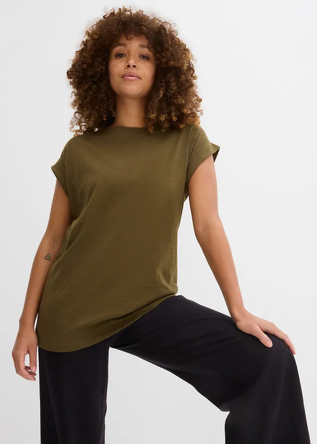 Longshirt van biologisch katoen (set van 2) • olijfgroen/wolwit • product-page.page-title-suffix