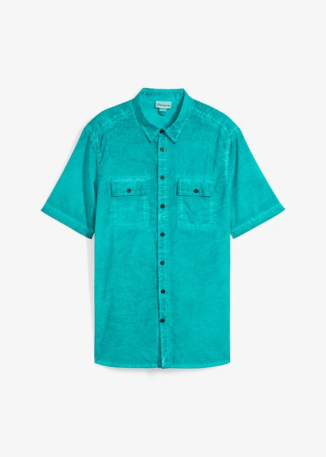 Overhemd met korte mouwen in washed out look