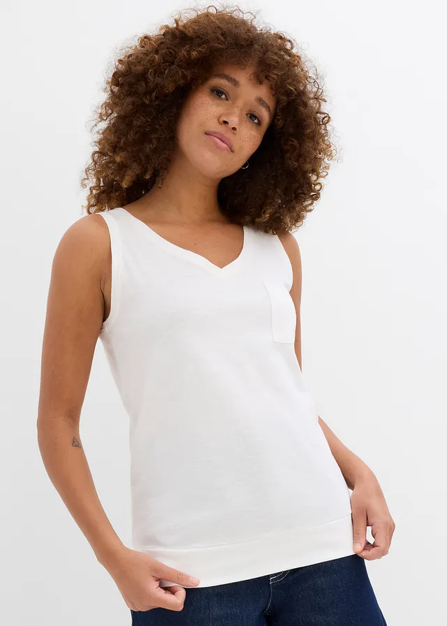 Lot de 2 débardeurs 100% coton, Couleur: écru/marron foncé
