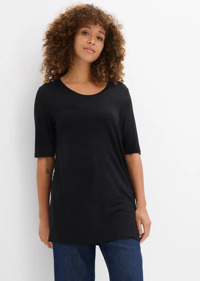 T-shirt long en viscose douce • noir • product-page.page-title-suffix