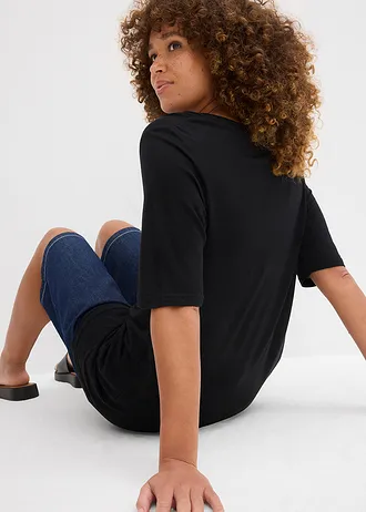 Dlouhé tričko z měkké viskózy • černá • bonprix obchod