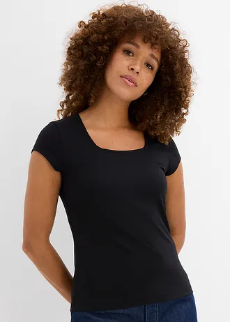 T-shirt met biologisch katoen, Kleur: zwart