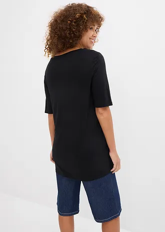 Longshirt van soepele viscose, Kleur: zwart