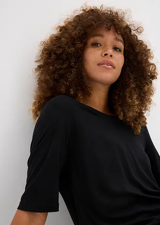 Dlouhé tričko z měkké viskózy • černá • bonprix obchod