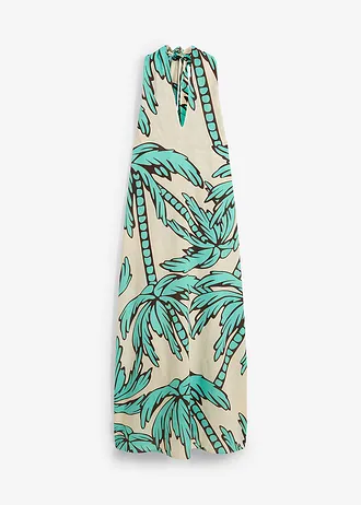 Robe dos nu, coupe évasée, Couleur: naturel-marron foncé-bleu menthol floral