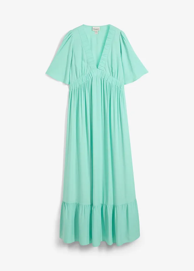 Rochie maxi în trepte din viscoză fluidă