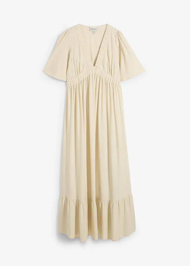 Rochie maxi în trepte din viscoză fluidă
