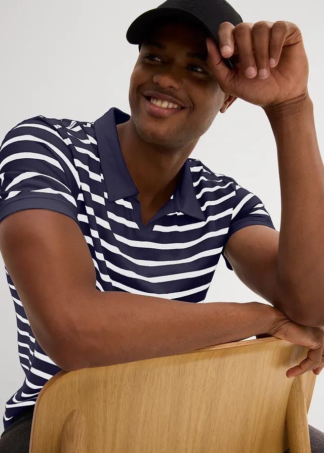 Polo manches courtes coton • bleu foncé rayé • product-page.page-title-suffix