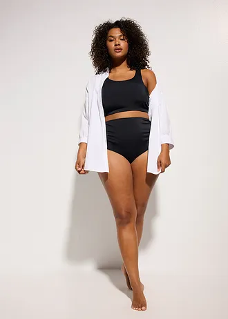 Bralette bikini met gerecycled polyamide (2-dlg. set), Kleur: zwart