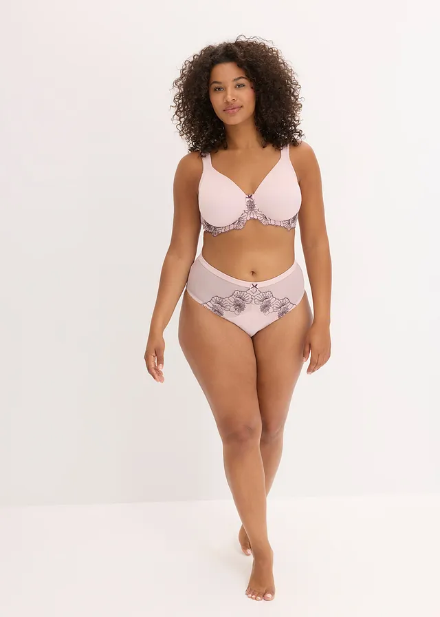 Soutien-gorge minimiseur à broderies, Couleur: rose mat/prune