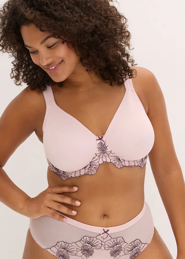 Soutien-gorge minimiseur à broderies, Couleur: rose mat/prune