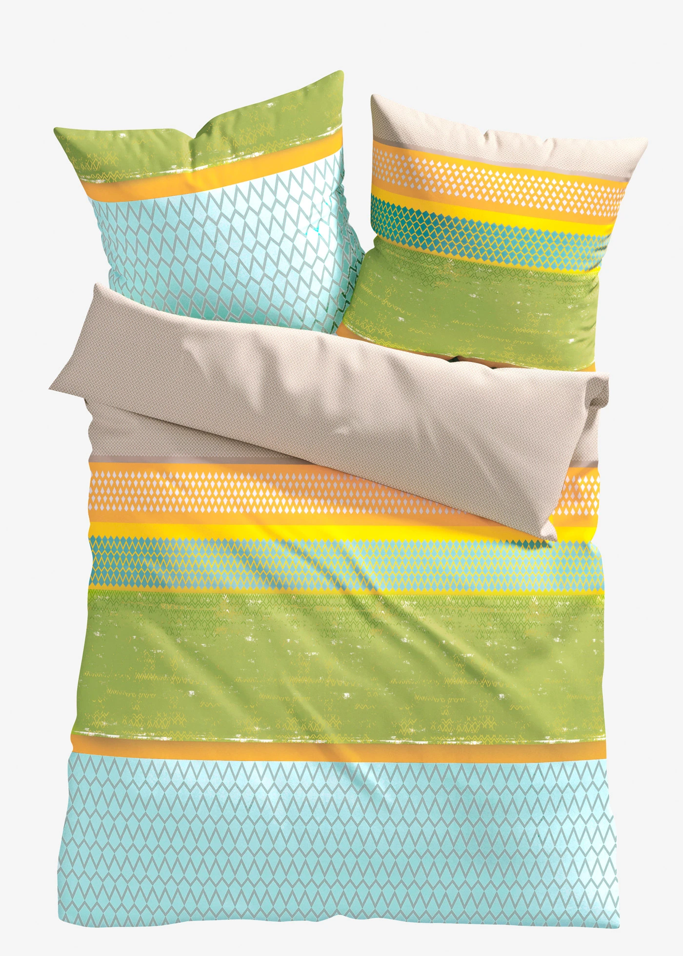 Parure de lit en linon • bleu/vert/jaune • Boutique bonprix