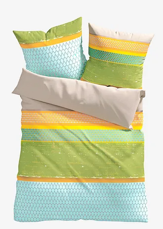 Lenjerie de pat din linou • albastru/verde-galben • magazin bonprix