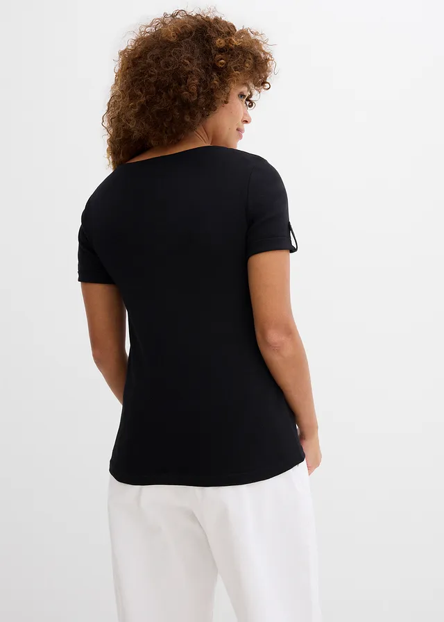 T-shirt col tunisien 100% coton • noir • product-page.page-title-suffix