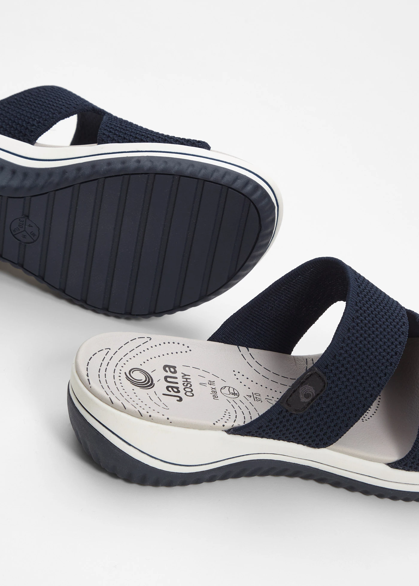 Mules compensées Jana largeur confort • bleu foncé • Boutique bonprix