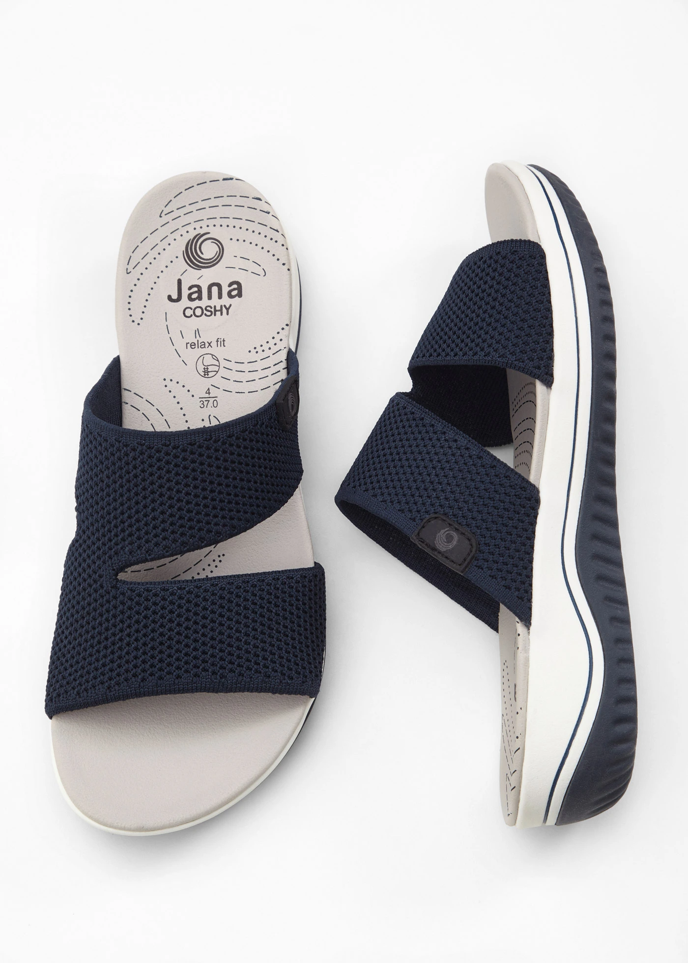 Mules compensées Jana largeur confort • bleu foncé • Boutique bonprix