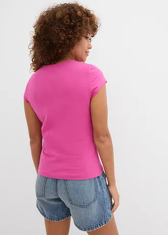 T-shirt met biologisch katoen, Kleur: fuchsia