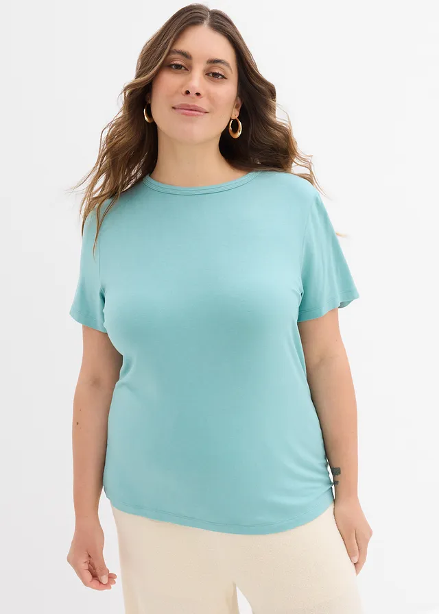 T-shirt van soepele viscose • lichtturkoois plus size • product-page.page-title-suffix