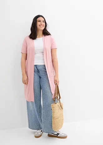 Úpletový kabátek z jemné viskózy, barva: popelavě růžová