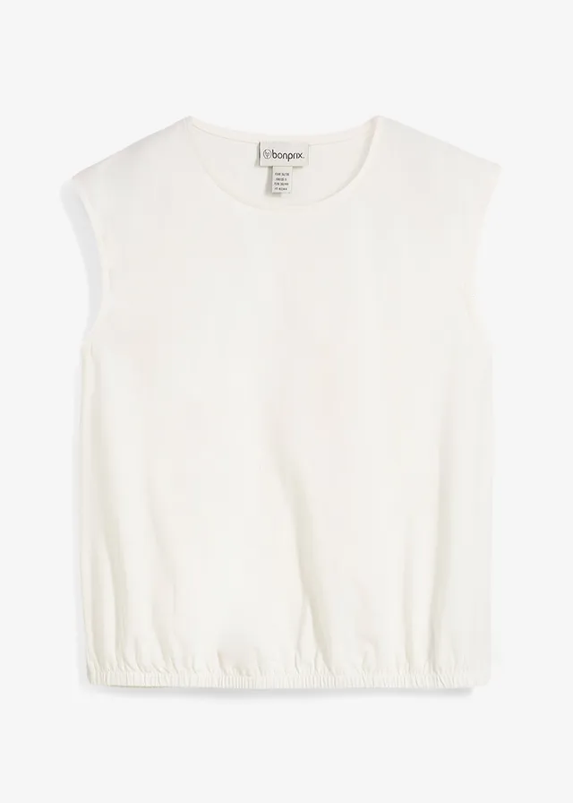Shirt met elastische boordjes, Kleur: wolwit